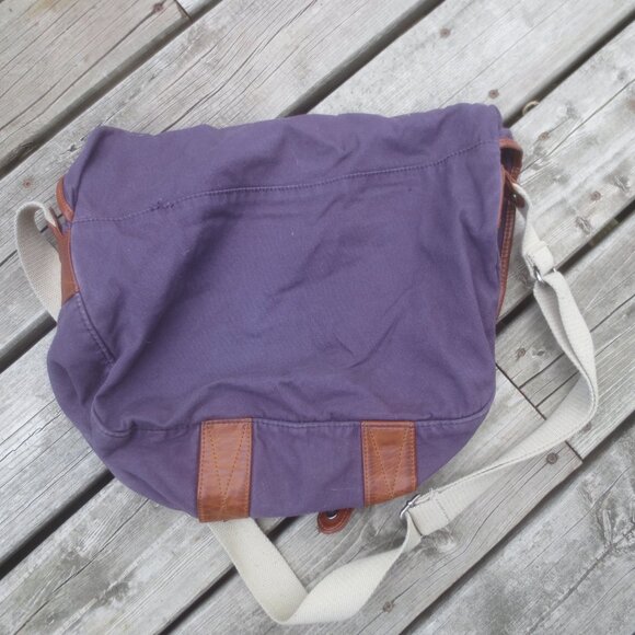 Vintage American Eagle 16" Cotton Canvas Purple Messenger Bag. - Picture 7 of 13